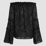 Zeagoo Off The Shoulder Tops Floral Print Casual Loose Chiffon Bell Sleeve Blouse Shirts