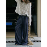 Women's Washed Cotton Lace Cut Out Breathable Shirt