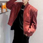 Retro Punk Short Padded Shoulder Leather Jacket