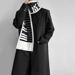 Jacquard Scarf Over-the-knee Wool Coat
