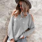 Zeagoo Cable Knit Cold Shoulder Sweaters
