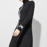 High-neck Printed Long-sleeved Slim-fit Shirt