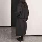 Winter French Striped Straight Cotton Skirt
