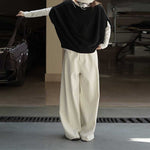 Sleeveless Crew Neck Loose Sweater