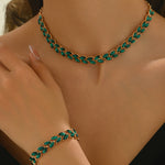 Emerald™ | Green Crystal Necklace & Bracelet Duo