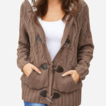 Zeagoo Women's Casual Loose Fitting Fluffy Button Down Knitwear Coatigan Chunky Cable Hooded Cardigan