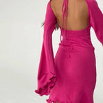 Zeagoo Elegant Backless Lace-up Bell Sleeve Ruffled Hem Mini Dress for Women Casual Going Out Summer 2026