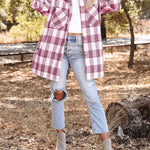 Zeagoo Brushed Plaid Shirts Long Sleeve Flannel Lapel Button Down Shacket Jacket with Pockets