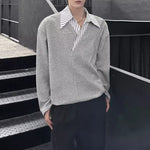 Faux Two-piece V-neck Striped Sweatshirt