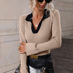 Zeagoo Bell Sleeve Lapel Sweater