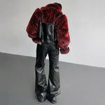 Stage Party Patchwork Leather Warm Faux Fur Coat