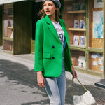 Zeagoo Button Down Collared Blazer Jacket Tops with Pockets