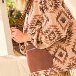 Zeagoo Aztec Pull Over Hoodie with Zipper and Side Pockets, Long Sleeve BOHO Western style