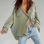 Zeagoo Button Down Shirts Jacket Casual Waffle Knit Long Sleeve Oversized Tops