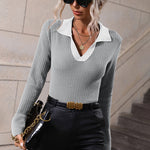 Zeagoo Bell Sleeve Lapel Sweater