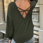 Zeagoo Long Sleeve Backless Hollow Knit Sweater for Women Casual Work Office Loose Fit 2026 | Under