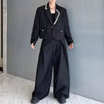 Irregular Button-decorated Suit Jacket Wide-leg Trousers Two-piece Suit
