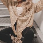 Zeagoo Solid Color Button-down Long-sleeve Sequined Cardigan Shirt for Women Casual Loose Business Casual 2026 | Under