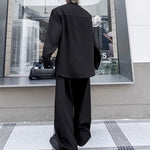 Iron Ring Shoulder Pad Pleated Shirt Wide-leg Pants Two-piece Suit
