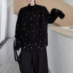 American Stand-up Collar Mink Beaded Sweater
