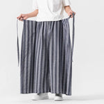 Vintage Striped Linen Thin Loose Wide Leg Culottes