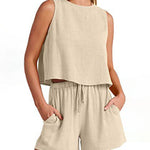 Zeagoo 2 Piece Outfits Sets Sleeveless Crop Top Tank Shorts Sets