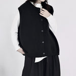 Crew Neck Knitted Loose Sleeveless Vest