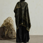 Ink Painting Split Double-sided Knitted Shawl