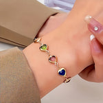 Bérénice™ | Gold Bracelet with Multicolored Hearts