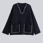 Zeagoo Casual Edge Contrast Sweater Pullover