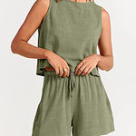 Zeagoo 2 Piece Outfits Sets Sleeveless Crop Top Tank Shorts Sets