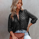 Zeagoo Long Sleeve Button Up Shirt Summer Sheer Tulle Top for Women Casual Loose Business Casual 2026 | Under