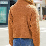 Zippered Long Sleeve Plush Patchwork Women's Jacket