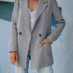 Zeagoo Double Breasted Button Down Office Work Wear Solid Blazer Jacket