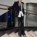 Sequined Metal Multi-chain Shoulder-padded Suit Jacket