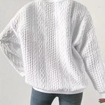 Zeagoo Cable Knit Drop Shoulder Sweatshirt