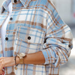 Zeagoo Button Down Oversized Flannel Plaid Print Shirt Jacket