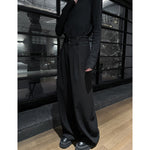 Straight High-waisted Draped Pleated Wide-leg Trousers