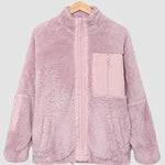 Zip-up Pocket Lapel Double-Sided Plush Fuzzy Coat