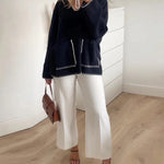 Zeagoo Casual Edge Contrast Sweater Pullover