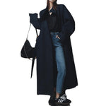 Simple Silhouette Stand Collar Tencel Drape Lace-up Jacket