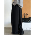 High-waisted Elasticated Casual Straight Trousers
