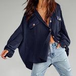 Zeagoo Button Down Shirts Jacket Casual Waffle Knit Long Sleeve Oversized Tops