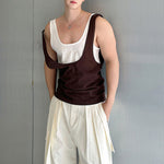 Contrast Color Layered Casual Sleeveless Vest