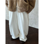 High-waisted Elasticated Casual Straight Trousers