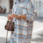 Zeagoo Button Down Oversized Flannel Plaid Print Shirt Jacket