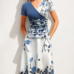 Zeagoo Women's Casual V Neck Short Sleeve Sundress Loose Flowy Print Tunic Beach Dresses