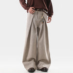 American Loose Striped Wide-leg Tweed Pants