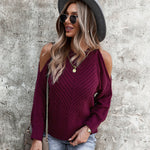 Zeagoo Cable Knit Cold Shoulder Sweaters