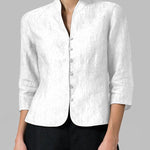 Zeagoo Stand Collar Button Slim Fit Three Quarter Sleeve Shirt Top